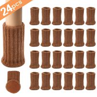 24PCS Furniture Pads High Elastic Floor Protectors Non Slip Chair Leg Feet Socks Covers Furniture Caps Set, Fit Diameter from 1" to 2",Knitted Furniture Pads Brown