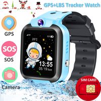 Waterproof Kids Smart Watch Phone [Provide 2G SIM Card] GPS+LBS Tracker Location Smartwatch for Age 3-12 Boys Girls Touchscreen Wrist Watch SOS Call Voice Chat Camera Game Christmas Birthday Gifts