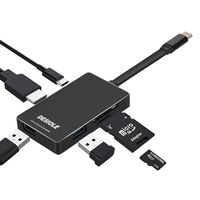 DESIOLE USB-C Hub，HDMI 4K Output TF SD Card Reader Memory Stick USB 3.0 with Type-c Charging Port for MacBook Pro/Google Pixel and More Multi-Port