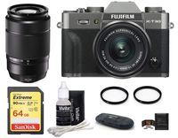 FUJIFILM X-T30 Mirrorless Digital Camera XC 15-45mm f/3.5-5.6 OIS PZ Lens (Dark Silver) 2 Lens Bundle with (XC 50-230mm f/4.5-6.7 OIS II Lens, Black)