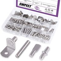 Swpeet 120Pcs 4 Styles Shelf Pins Kit, Top Quality Nickel Plated Shelf Bracket Pegs Cabinet Furniture Shelf Pins Support for Shelf Holes on Cabinets, Entertainment Centers