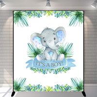 Mehofoto Boy Elephant Baby Shower Backdrop It's A Boy Peanut Baby Shower Background 5x6ft Vinyl Elephant Baby Shower Party Banner Decoration