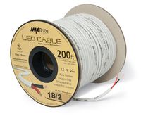 18AWG LED Cable/Speaker Wire 2 Conductor in-Wall Plenum Rated Jacketed, Low Voltage Wiring, UL Class 2 Certified - 200 ft Spool