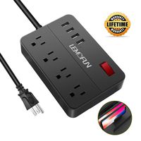 Power Strip with USB, 4 Outlet 4 Fast-Charging USB Ports with Surge Protector, Anti-Slip Pads, Flat Plug, 5ft Flexible Extension Cord, Portable Desktop Power Strips for College Dorm Room Home Office