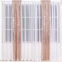 Eternal Beauty Glitter Sequin Backdrop Curtains for Wedding Party Decor, Sequence Christmas Backdrop Curtain (2 Pack, W2 x H8FT,Rose Gold)