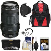 Canon EF 70-300mm f/4-5.6 IS USM Zoom Lens + 3 UV/CPL/ND8 Filters + Hood + Backpack Kit for EOS 6D, 70D, 7D, 5DS, 5D Mark II III, Rebel T5, T5i, T6i, T6s, SL1 Camera