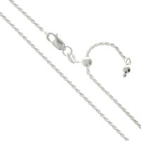 Sterling Silver Adjustable Diamond-Cut Rope Chain 2mm Solid 925 Italy New Necklace 30"