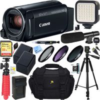Canon VIXIA HF R800 Camcorder with 57x Advanced Zoom (Black) + 32GB SD Card & Deluxe Microphone Accessory Bundle