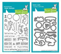 Lawn Fawn Really High Five 4"x6" Clear Stamp Set and Coordinating Custom Craft Die Set (LF2215, LF2216), Bundle of 2 Items