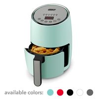 DASH Compact Electric Air Fryer + Oven Cooker with Digital Display, Temperature Control, Non Stick Fry Basket, Recipe Guide + Auto Shut Off Feature, 1.6 L, up to 2 QT, Aqua