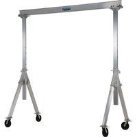 Vestil AHA-4-12-10 Aluminum Adjustable Gantry Crane, 4000 lb. Capacity, 12' Overall Beam, 96" Usable Trolley Travel Distance, Under I-Beam Range 92"-120", 100.13" Height