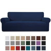 Easy-Going Stretch Sofa Slipcover 1-Piece Couch Sofa Cover Furniture Protector Soft with Elastic Bottom for Kids, Spandex Jacquard Fabric Small Checks(Oversized Sofa,Navy)