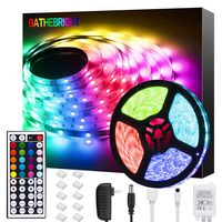 Bathebright LED Strip Lights 16.4ft RGB LED Light Strip with Remote Color Changing 5050 LED Rope Lights for Home Lighting Kitchen Bed Flexible Strip Lights for Bar Home Decoration