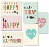 Encouragement Greeting Cards - 36 Pack All Occasion Bulk Box Set Assorted Blank Note Cards - 6 Pastel Colored Happy Heart Designs - Blank on the Inside Notecards with Envelopes Included - 4 x 6 Inches