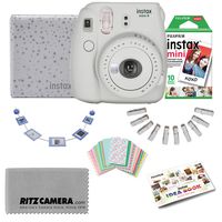 Fujifilm Instax Mini 9 Back to School Teacher and Holiday Bundle (Smokey White) with Ritz Camera Cleaning Cloth