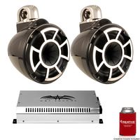 Wet Sounds 8" Black Tower System: A Pair of REV8B-FC 8" Tower Speakers & SYN2 700 Watt Amplifier