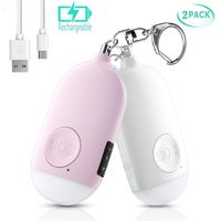 Safesound Personal Alarm Siren Song 2 Pack - 130dB Self Defense Alarm Keychain Emergency LED Flashlight with USB Rechargerable - Security Personal Protection Devices for Women Girls Kids Elderly