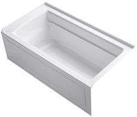 KOHLER K-1123-RA-0 Archer 5-Foot Bath with Comfort Depth Design, Integral Apron and Right-Hand Drain, White