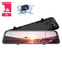 TOGUARD 2K Mirror Dash Cam 12" Backup Camera Voice Control Touch Screen Front and Rear Dual Dash Camera for Cars Rear View Mirror Camera with 1080P Waterproof Rear Camera
