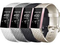 Tobfit Sport Bands Compatible for Fitbit Charge 3 and Charge 3 SE, 4 Pack, Soft Rubber Strap for Women/Men, Black, Champagne Gold, White, Grey, Small