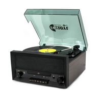 VMO 8-in-1 Turntable Music Center with Built-in Stereo Speakers,Nostalgic Classic Wood Bluetooth Record Player with USB Play&Encoding，CD Player and FM Radio