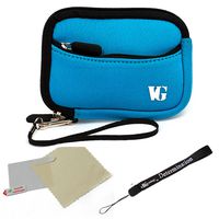 Light Blue Black Protective Neoprene Cover Sleeve for Canon Power Shot A490 A495 A800 A1200 A2200 A3000 is A3100 is A3300 Digital Camera and Pink Black 6 Inch Mini Tripod and Screen Protector