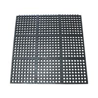 Rubber-Cal 03-122-INT-BK"Dura-Chef Commercial Interlock" Anti-Fatigue Rubber Matting, 36" x 36" x 1/2", Black