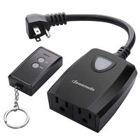 DEWENWILS Outdoor Indoor Remote Control Outlet Power Strip Weatherproof, Expandable Wireless Electrical Plug in Light Switch, 15 AMP Heavy Duty, 7-Inch Extension Cord, 100 FT Range, ETL Listed, Black