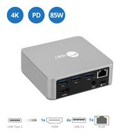 SIIG USB-C Mini Docking Station with HDMI 4K@30Hz, Gigabit Ethernet, 4X USB 3.0 Ports, Power Delivery - 85W Laptop Charging Type-C Dock (Thunderbolt 3 Compatible for Macbooks/Windows/Chromebooks)