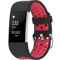 SKYLET for Fitbit Charge 2 Bands, Breathable Silicone Replacement Bands for Fitbit Charge 2 with Secure Watch Clasp (No Tracker) (Black-Red, Small)