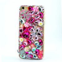 STENES iPod Touch (6th Generation) Case - Luxurious Crystal 3D Handmade Sparkle Diamond Rhinestone Clear Cover with Retro Bowknot Anti Dust Plug - Snow Starfish Flowers Love/Pink