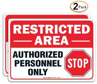 (2 Pack) Restricted Area Sign Authorized Personnel Only, Do Not Enter Sign, 10 x 7 Inches .40 Rust Free Aluminum, UV Protected, Weather Resistant, Waterproof, Durable Ink，Easy to Mount
