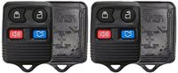 KeylessOption Just the Case Keyless Entry Remote Car Key Fob Shell Replacement - Black (Pack of 2)