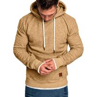Simayixx Men Hoodies Pullover, Men's Fashion Workout Sweatshirts Plus Size Adjustable Hood Solid Sweater Tops Outerwear Khaki