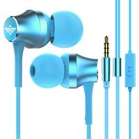 in-Ear Headphones Earbuds Wired Sweatproof Sport Workout Running Headphones Noise Isolating Music Over Ear Earbuds with Mic for Jogging Gym Exercise Earphones Cell Phone Ear Buds Kids Headset Blue