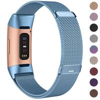 HAPAW Bands Compatible with Fitbit Charge 3, Women Men Metal Stainless Steel Replacement Accessories Straps Bracelet Compatible with Fitbit Charge 3 SE Fitness Tracker Small Large