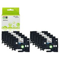 NineLeaf 10 Pack TZe TZ 241 Cassettes TZe241 TZ241 Standard Laminated Self-Adhesive Label Tape Compatible for Brother P-Touch PT-9800 PT-9600 PT-7600 PT-2730 PT-2700 18mm x 8m Black on White