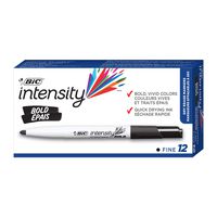 BIC Intensity Bold Dry Erase Marker, Fine Point, Black, 12-Count