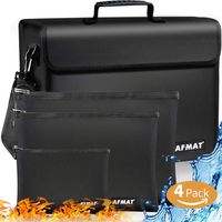 Large Fireproof Document Bag(2500℉), Document Safe Bags, 4 Pack Waterproof and Fireproof Document Bags, 3-Layer Fire and Water Proof Document Bags, Safe Bags for Cash,Jewelry,Valuables,Passport, Black