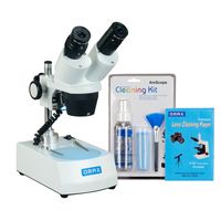 OMAX 20X-40X-80X Cordless Stereo Binocular Microscope with Dual LED Lights and Cleaning Pack