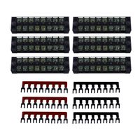 Eowpower 6Pcs 600V 25A Dual Row 8 Position Screw Terminal Strip and 6Pcs 400V 25A 8 Position Black/Red Pre Insulated Terminal Barrier Strip