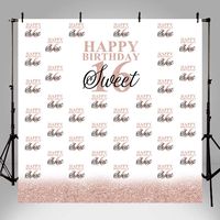 Sensfun Sweet Sixteen 16 Backdrop Birthday Rose Gold Step and Repeat Girl's 16th Princess Photography Background 6x6ft Happy 16th Birthday Party Banner Decoration Vinyl Photo Booth Backdrops
