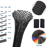 Wire Loom Braided Wire Sleeve PET Braided Wire Loom 0.25 Inch Pet Braided Cable Sleeve 25FT PET Expandable Braided Sleeving, Black