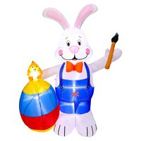 6FT Easter Inflatable Bunny with Egg - Cute Fun Holiday Blow up Party Decorations for Indoor Outdoor Yard with LED Lights