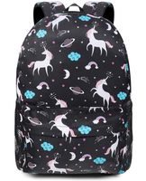 Backpack for Girls Women Boy College Laptop Bookbag High Middle Lightweight School Bag Travel Daypack(Black Uicorn)