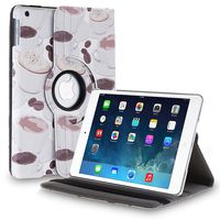 TNP Apple iPad Air Case (iPad 5th Gen, 2013 Model) Tablet - 360 Degree Rotating Stand Folio PU Leather Smart Cover Case with Built-in Magnet for Auto Sleep & Wake Feature & Stylus Holder, Coffee Cup