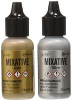 Ranger TIM21247 Adirondack Alcohol Ink Metallic Mixatives 1/2-Ounce 2/Pkg, Gold and Silver