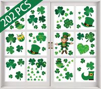 jollylife 110+ St Patrick's Day Shamrock Decorations - Window Clings Decal Stickers Party Ornaments