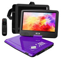 SUNPIN Portable DVD Player 12.5" with HD Swivel Screen, Long Lasting Battery, Support USB/SD Card/Sync TV and Multiple Disc Formats, with Car Charger &Power Adaptor & Car Headrest Mount Case, Purple