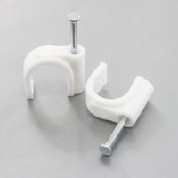 100 Round 5/8 Inches (16 mm) Cable Wire Clips Cable Management Cord Tie Holder Coaxial Nail in Clamps Tacks
